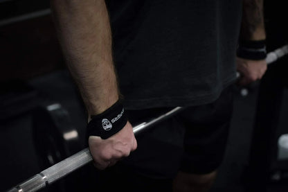Lifting Wrist Straps for Weightlifting, Bodybuilding, Powerlifting, Strength Training, & Deadlifts - Padded Neoprene with 18 Inch Cotton (Black)