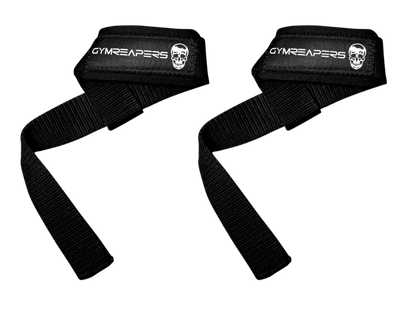 Lifting Wrist Straps for Weightlifting, Bodybuilding, Powerlifting, Strength Training, & Deadlifts - Padded Neoprene with 18 Inch Cotton (Black)
