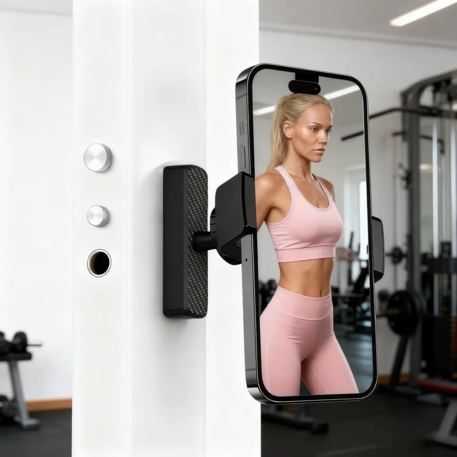 Portable Gym Magnetic Phone Holder with Magnet Base Attaches to Metal Surface, 360 ° Adjustable Gym Phone Holder Magnet Mount for A